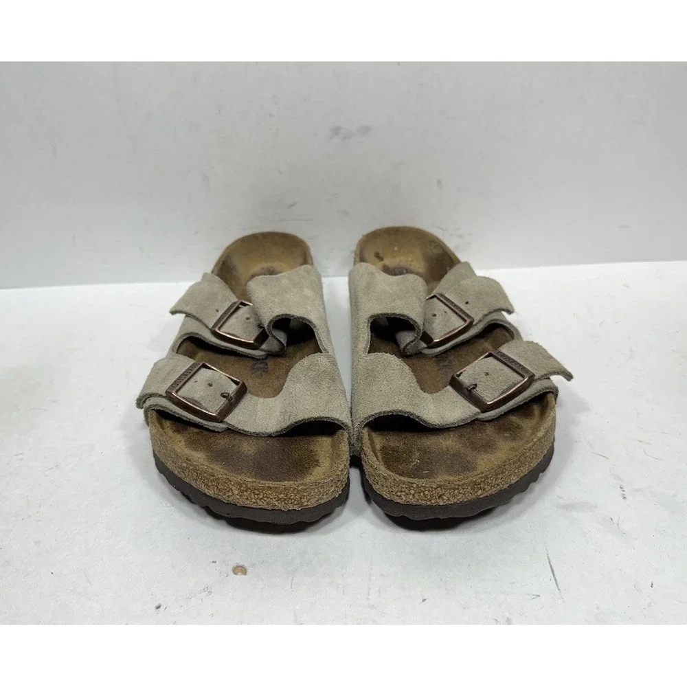 Birkenstock Arizona Soft Footbed Taupe Suede Sandals Slides Women's Size 7 / 38